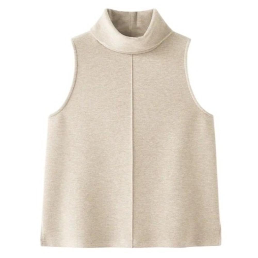 NWT OGL Turtle Neck Split Hem Top Size S Heather Beige/Cream Knit Split Hem Cozy